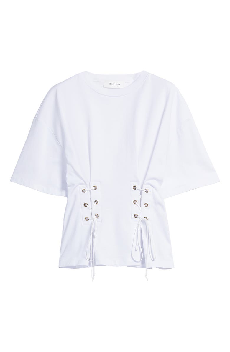 SPORTMAX Peplo Lace-Up Cotton Jersey Top, Alternate, color, 