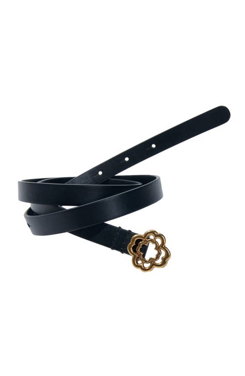 Maje Mini Moon Narrow Leather Belt In Black