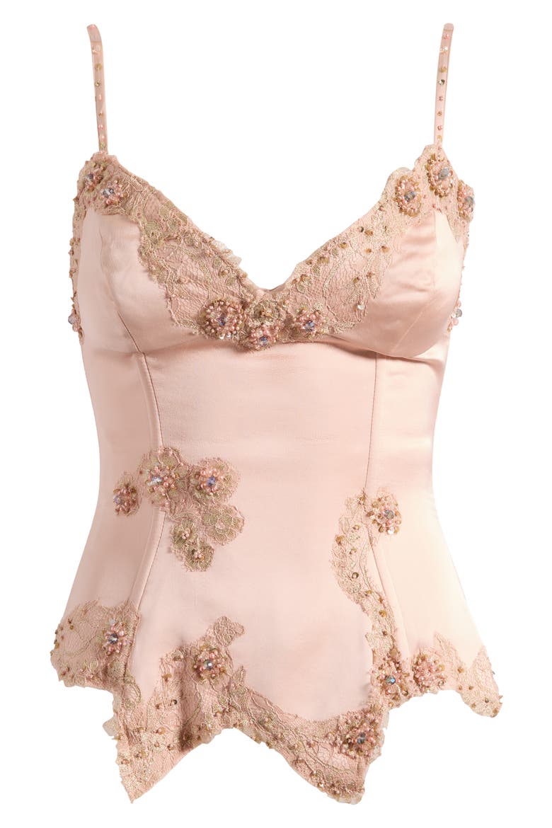 Saloma Embellished Satin Corset Top, Alternate, color, BLUSH