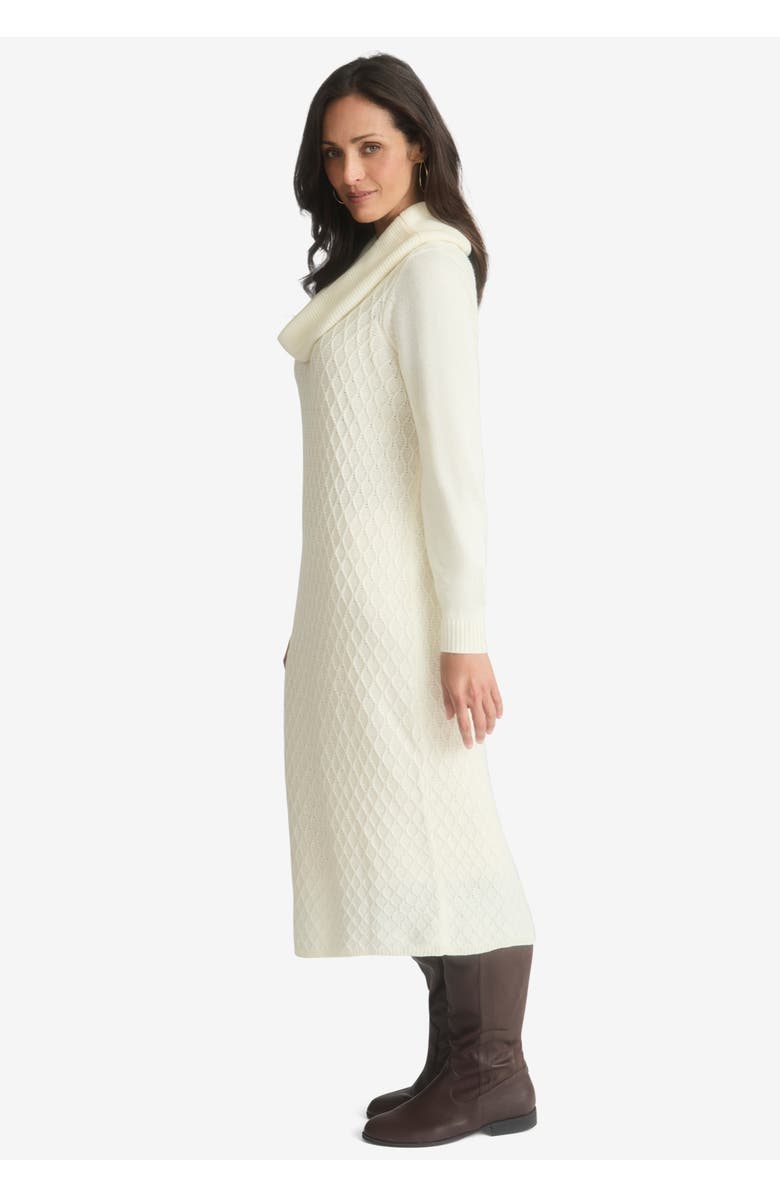 Jessica London Textured Cowlneck Sweater Dress, Alternate, color, Dark Sapphire