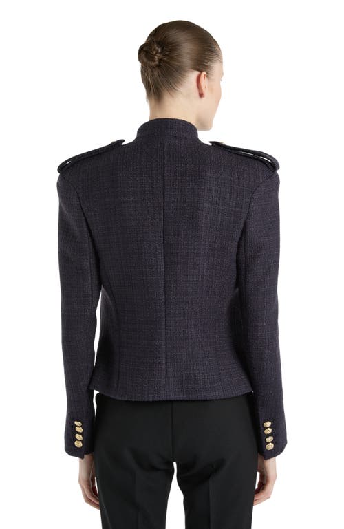 Balmain Tweed 6-button Jacket In Blue
