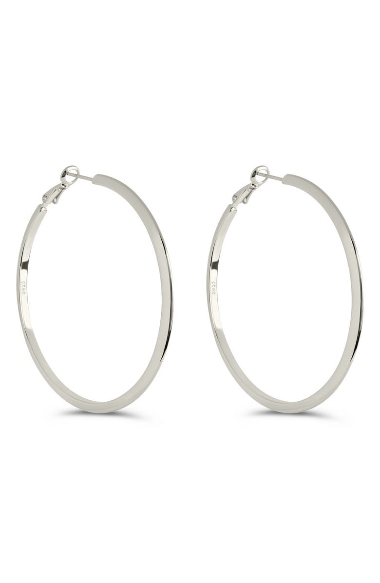 Sterling Forever Leona Polished Hoop Earrings, Main, color, 