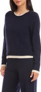 Karen Kane Contrast Trim Crewneck Sweater