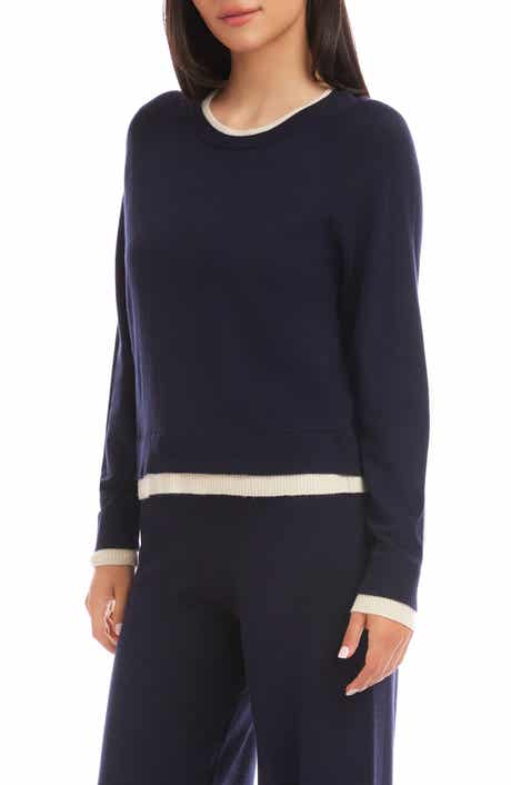 Contrast Trim Crewneck Sweater