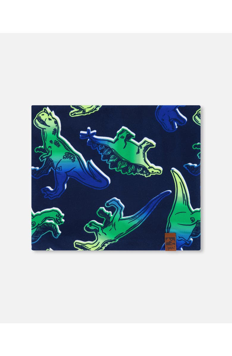Deux par Deux Baby Boy's Printed Neck Tube Blue And Green Dino On Navy, Main, color,