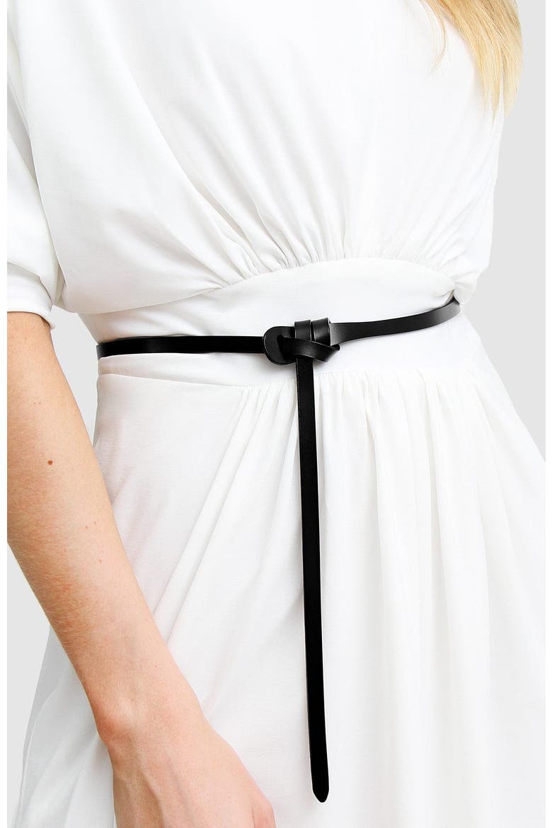 Tie The Knot Leather Belt, Alternate, color, Black