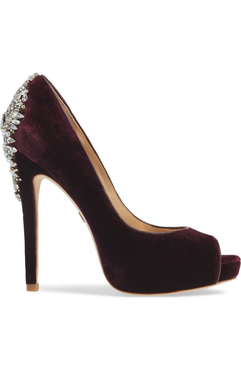 Badgley Mischka Collection Kiara Crystal Back Open Toe Pump, Alternate, color,