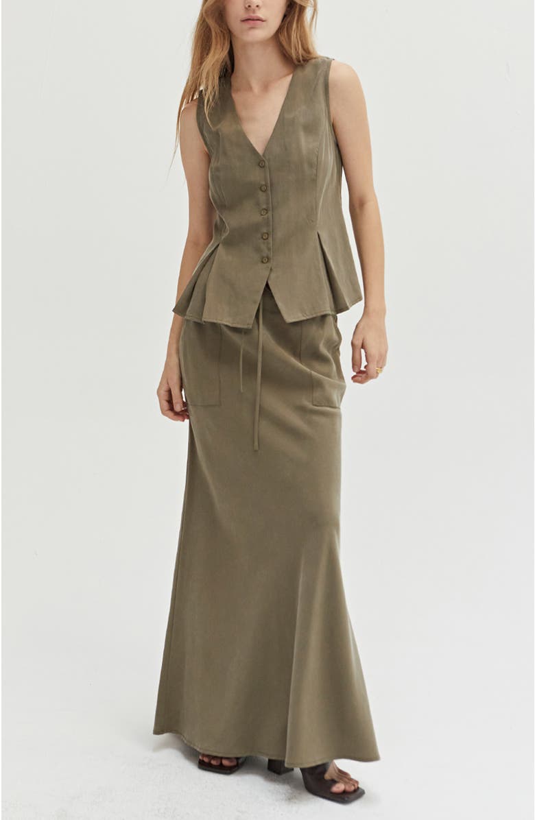 CRESCENT Lyocell & Linen Maxi Skirt, Alternate, color, 