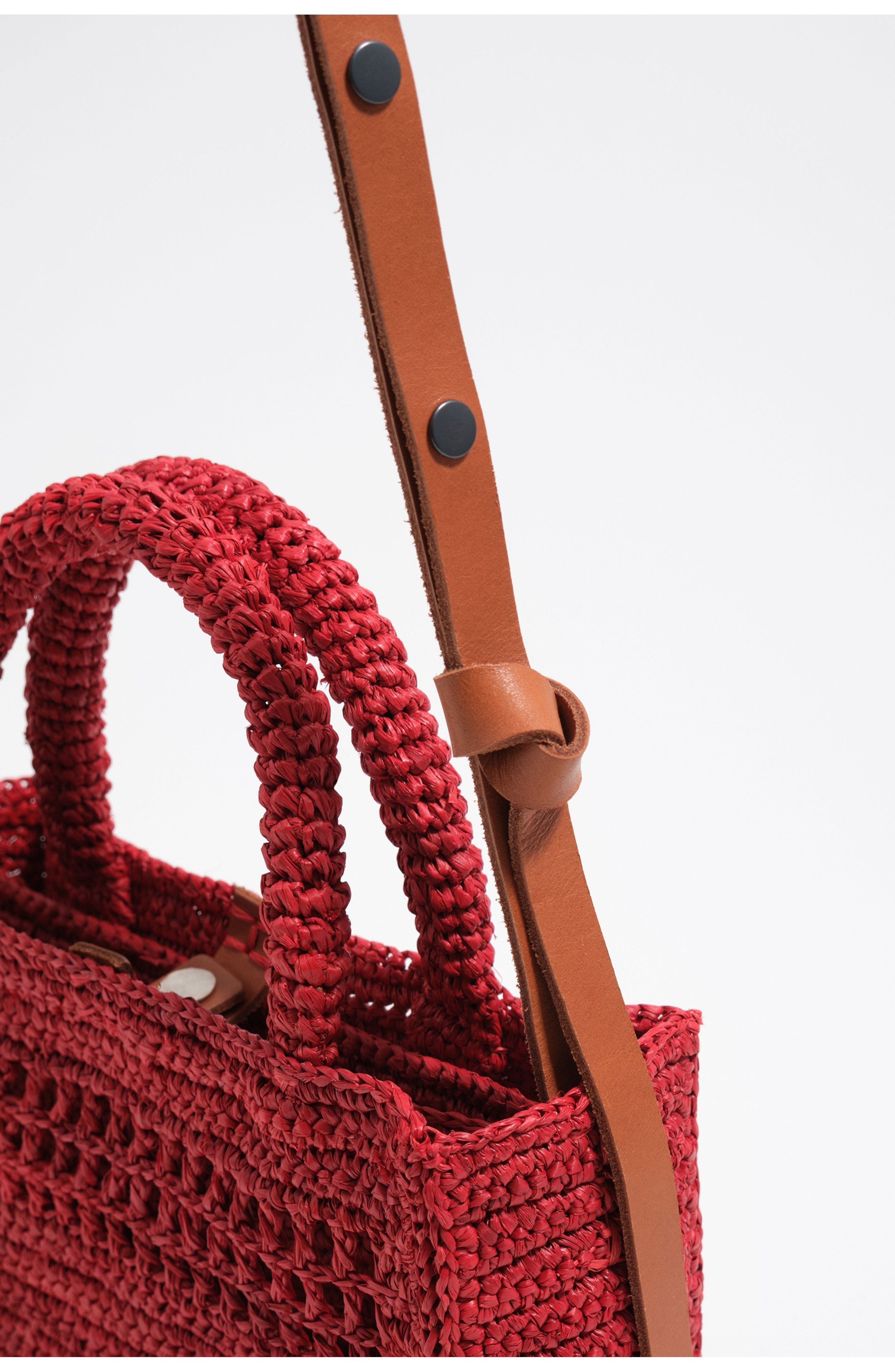 Raffia Mini Bag, Alternate, color, RED