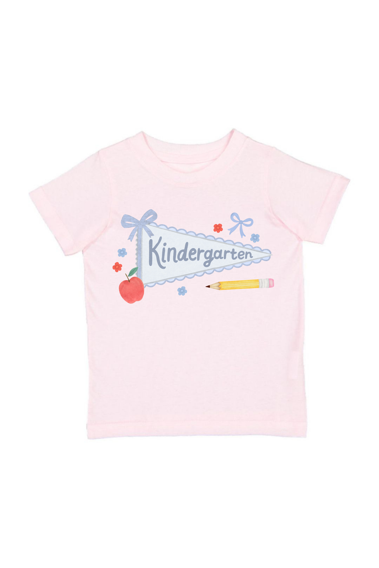 Kindergarten Pennant Short Sleeve T-Shirt, Main, color, Ballet Pink