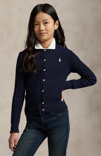 Kids' Cable Knit Cotton Cardigan