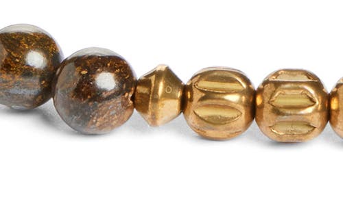 Caputo & Co Semiprecious Stone Beaded Slider Bracelet In Bronzite