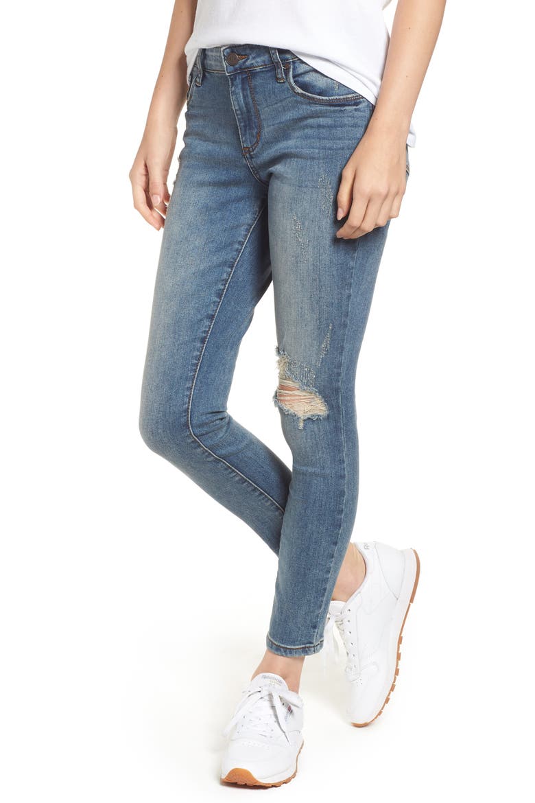Distressed Skinny Jeans, Main, color, LIGHT WASH