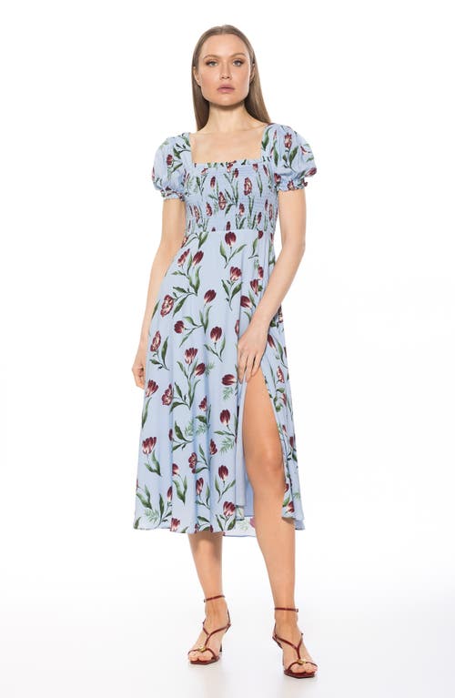 Alexia Admor Iris Smocked Short Sleeve Midi Dress
