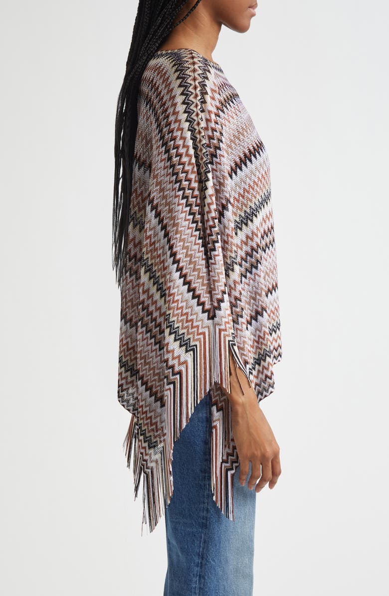 Missoni Metallic Zigzag Knit Poncho, Alternate, color, 