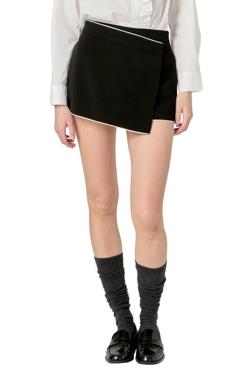 ENGLISH FACTORY ENGLISH FACTORY CONTRAST FAUX WRAP MINI SKORT