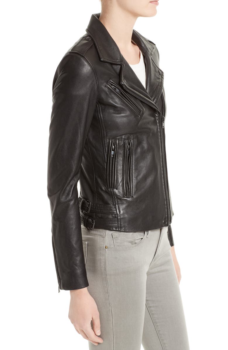 IRO 'Han' Lambskin Leather Moto Jacket, Alternate, color, Black/ Black