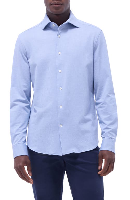 Bugatchi Devon Micro Houndstooth Ooohcotton® Button-up Shirt In Classic Blue
