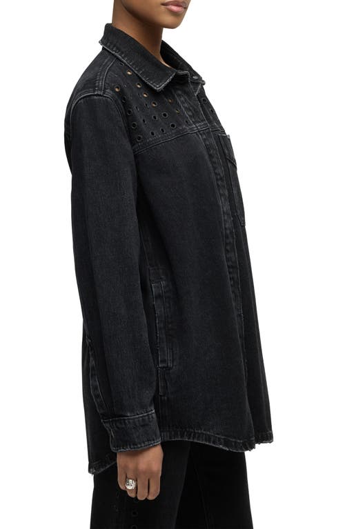 Hudson Jeans Denim Grommet Shacket In Black