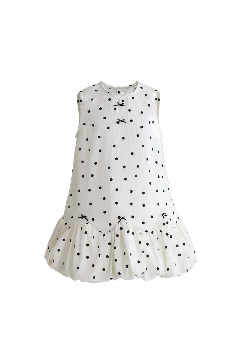 Polka Dot Bow Dress, Main, color, Beige