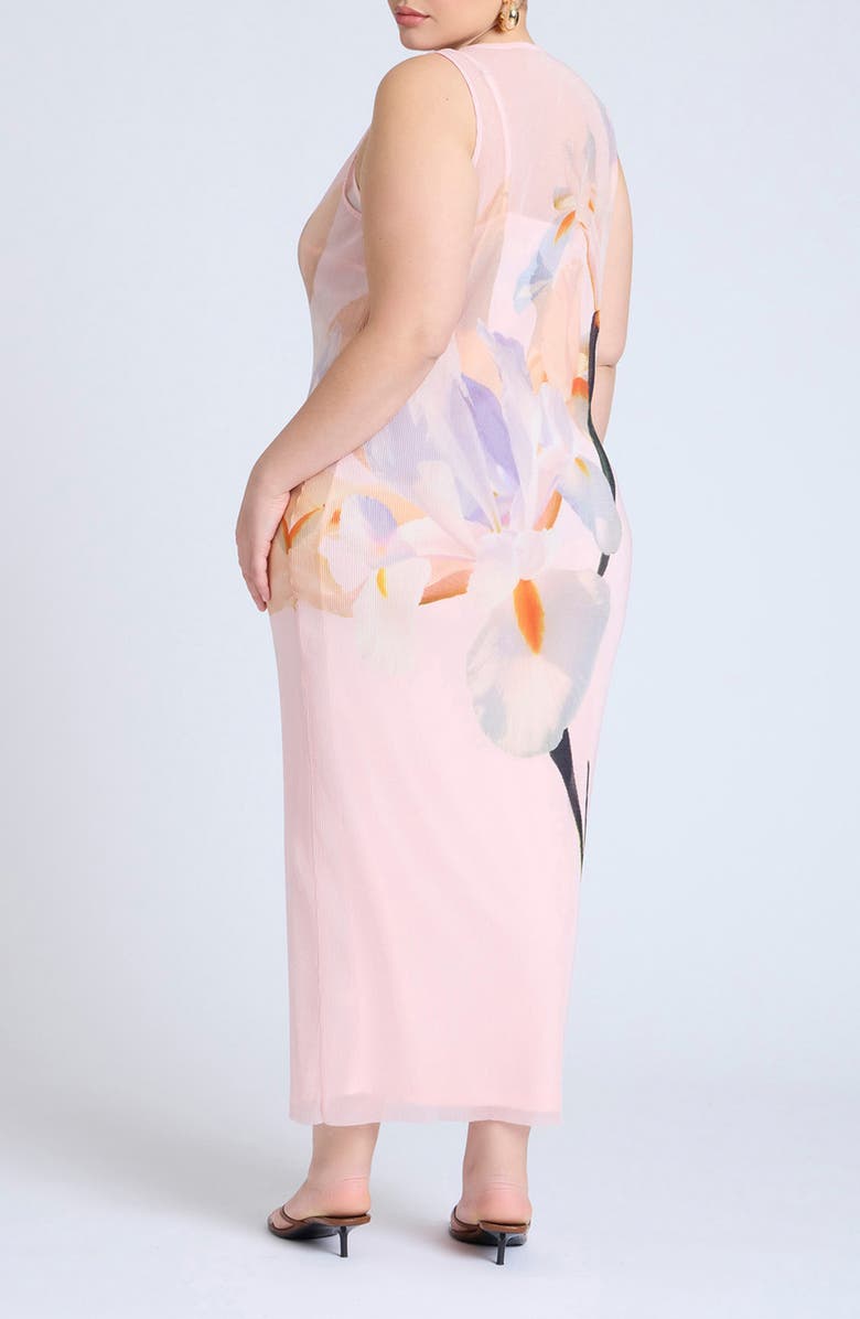 ELOQUII Pleated Chiffon Sleeveless Maxi Dress, Alternate, color,