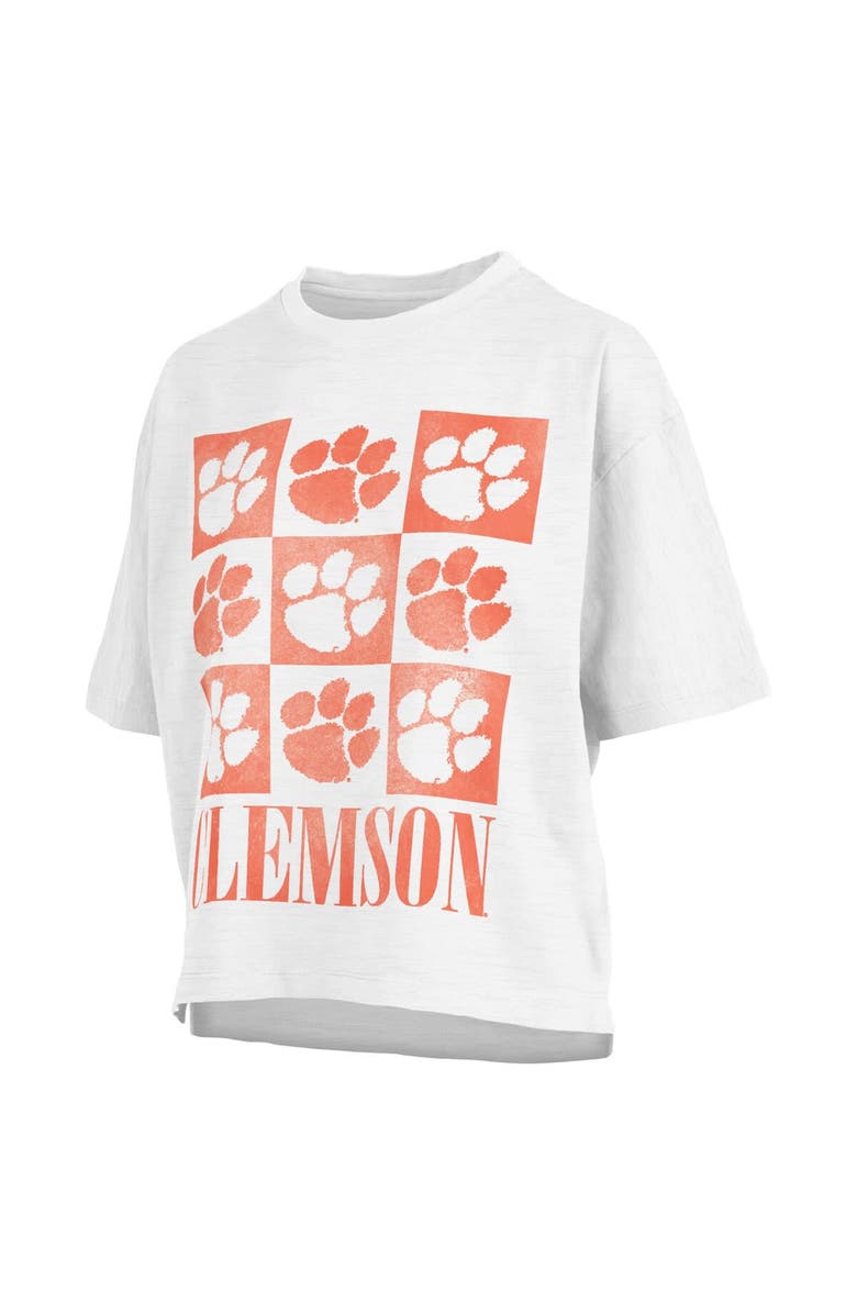 PRESSBOX Women's Pressbox White Clemson Tigers Motley Crew Andy Waist Length Oversized T-Shirt, Alternate, color, 