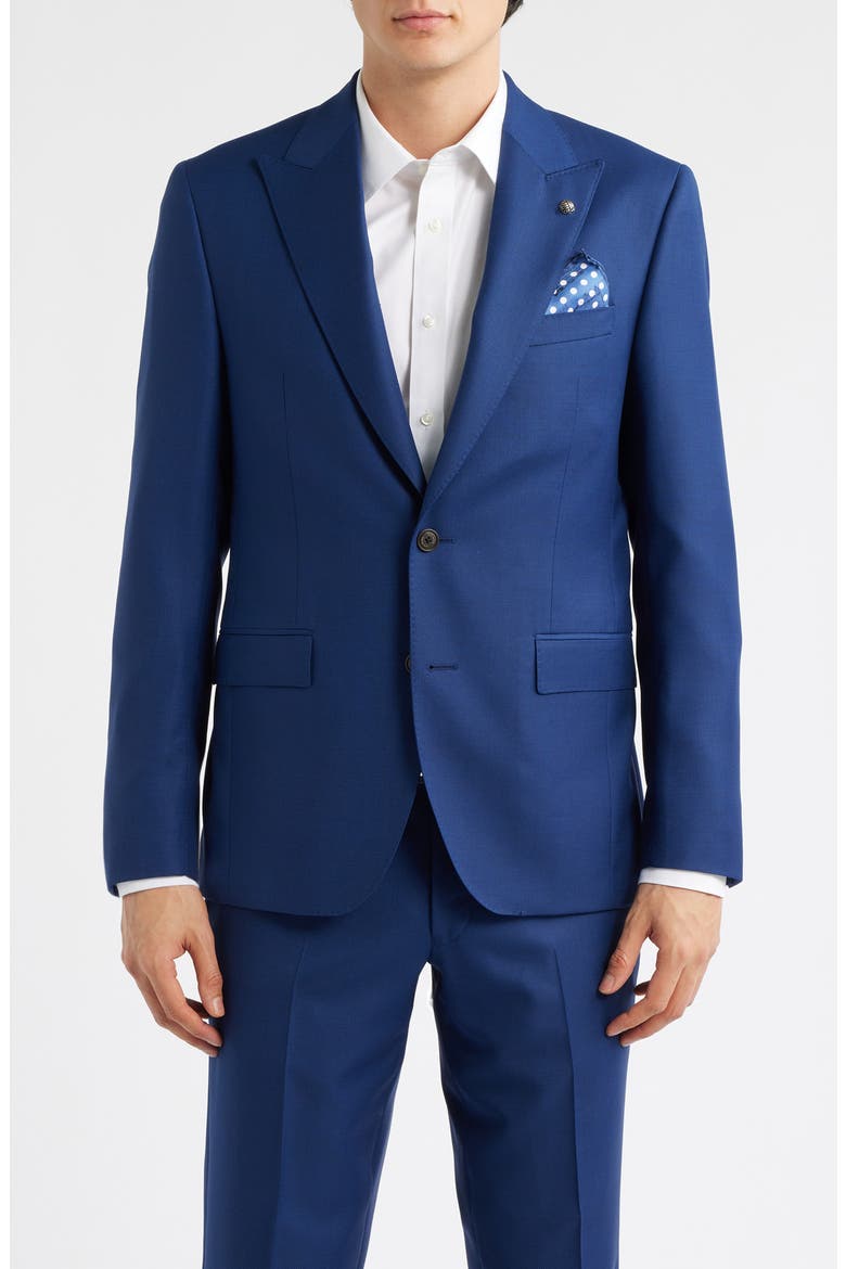 Engel Medium Blue Peak Lapel Wool Suit, Alternate, color, BLUE