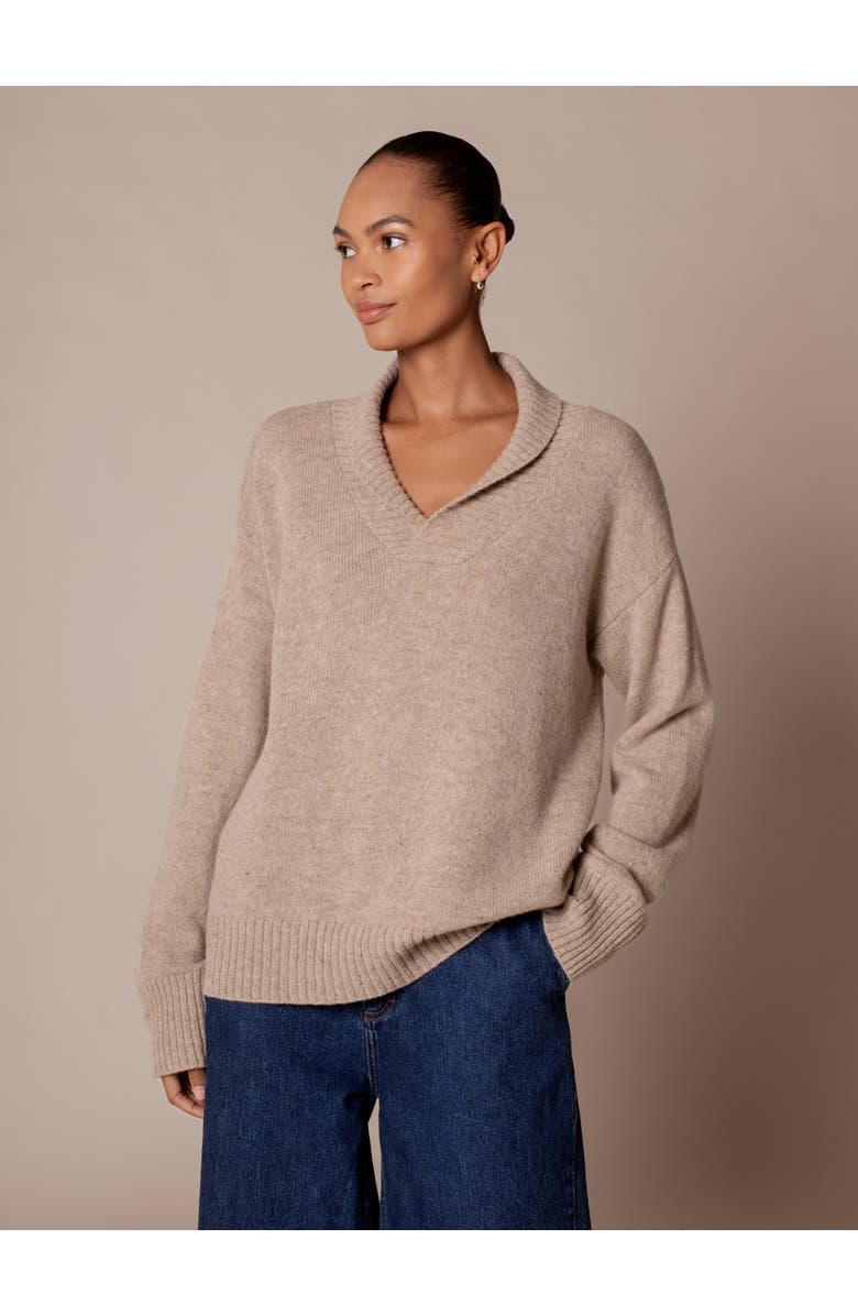 Celtic & Co. Shawl Collar Slouch Sweater, Main, color, Oatmeal