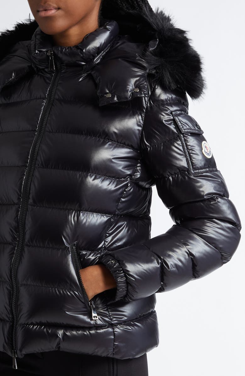 Moncler Badyf Down Puffer Jacket with Removable Hood & Removable Faux Fur Trim, Alternate, color, Black
