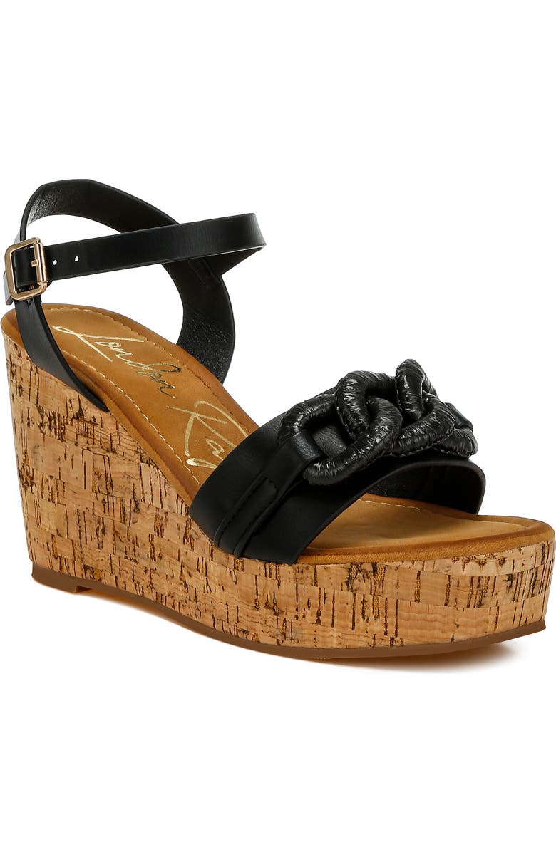 LONDON RAG Emelda Platform Wedge Sandal, Main, color, Black