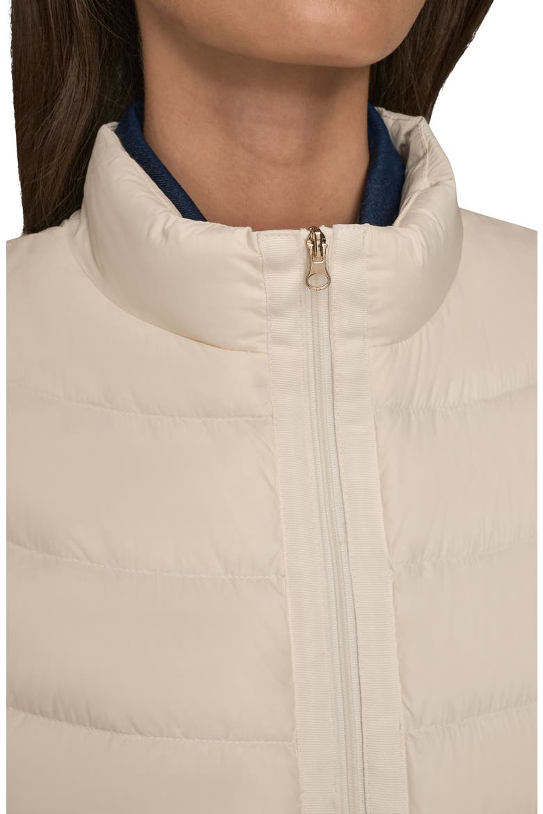 Cap Sleeve Mixed Media Down Jacket, Alternate, color, CREAM