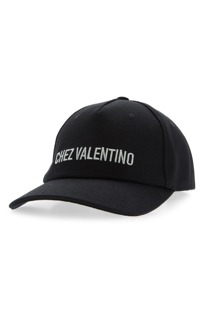 Valentino Garavani Chez Valentino Embroidered Baseball Cap, Main, color, Black/ Ivory