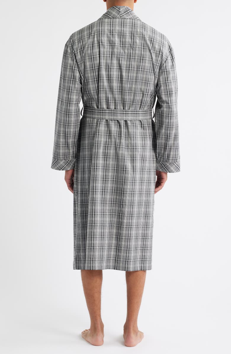 Majestic International Ash Plaid Cotton Robe, Alternate, color, Grey