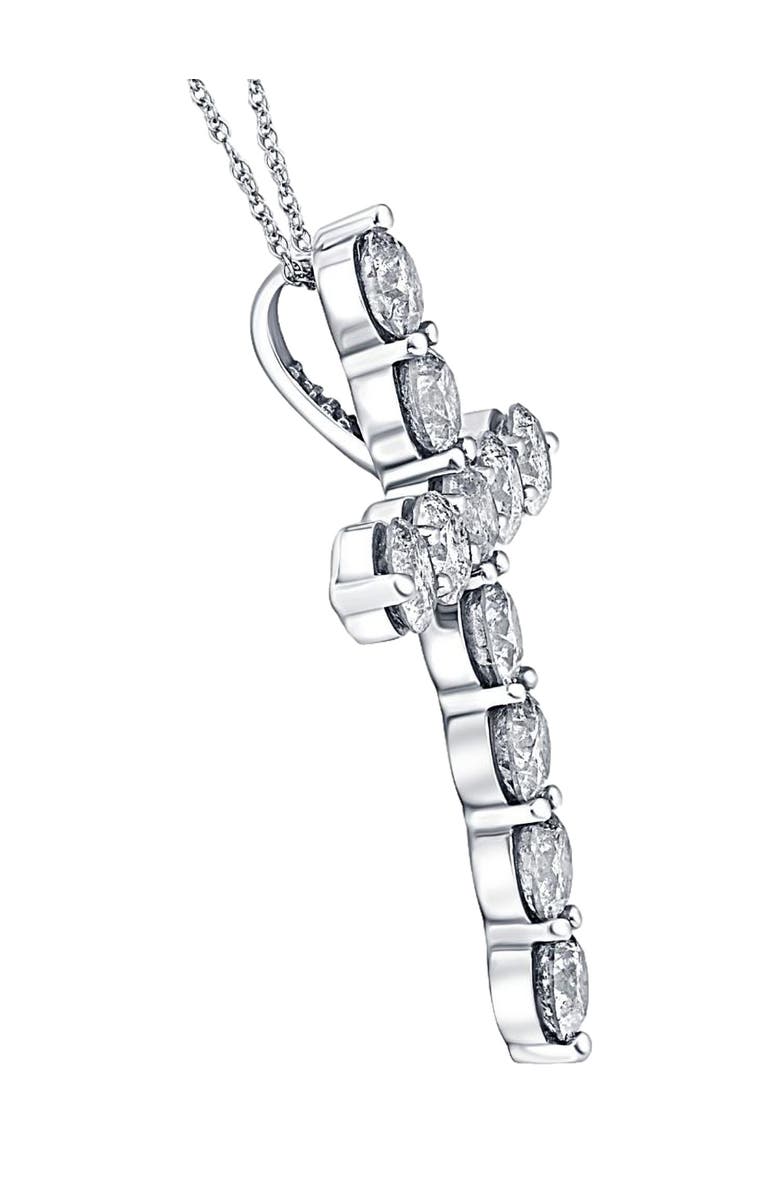 Bliss Diamond 3 Ct Diamond Cross Pendant 14k Gold Necklace Lab Grown, Alternate, color, 14K White Gold