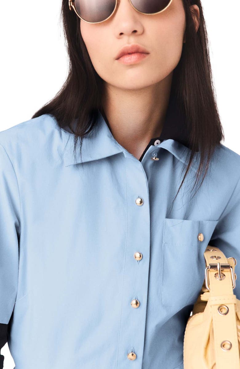maje Flared shirt dress, Alternate, color, Blue Sky
