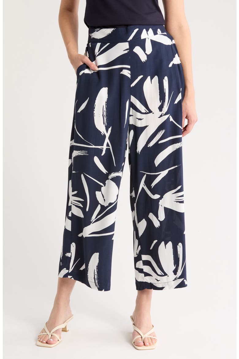 Ankle Crop Wide Leg Palazzo Pants, Main, color, INDIGO BRUSHSTROKE P