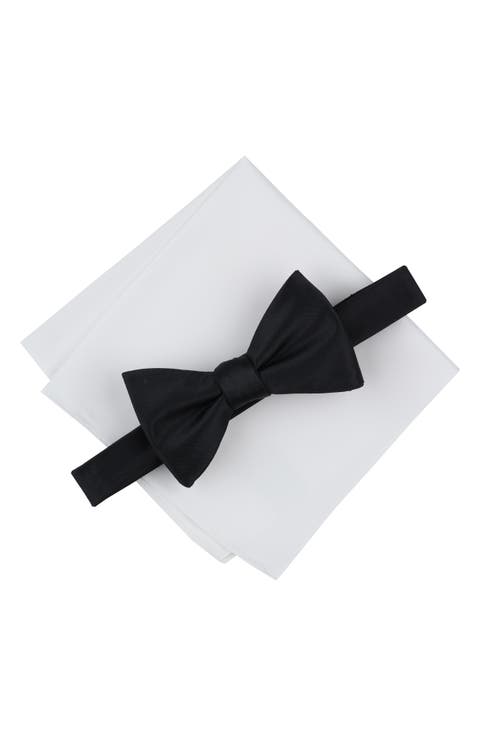 Textured Satin Bow Tie & Pocket Square Set