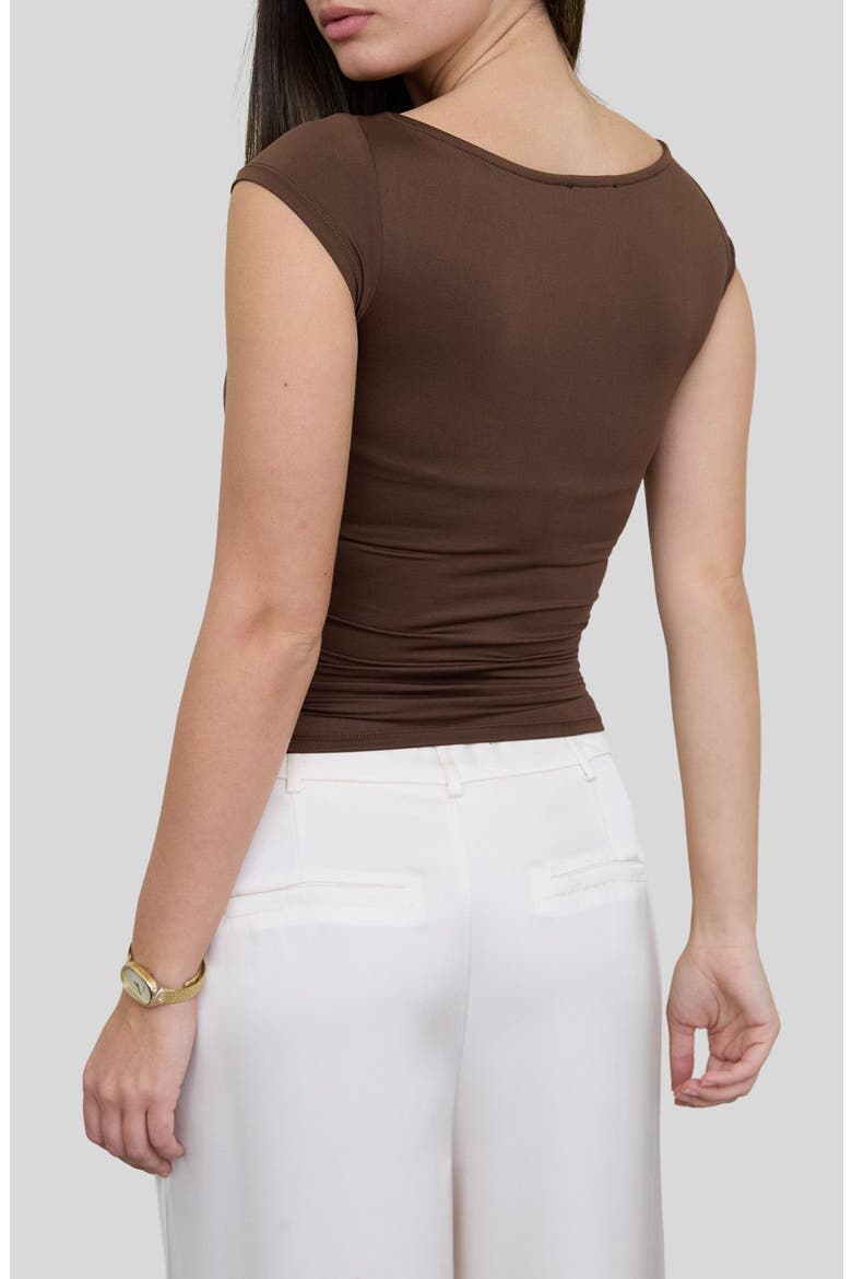 Boat Neck Top, Alternate, color, DARK BROWN