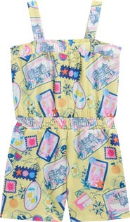 Sara Sara Kids' Postcard Print Romper