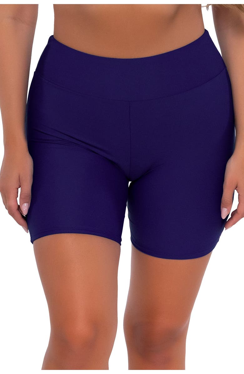 Sunsets Escape Bayside Bike Short Swim Bottoms, Alternate, color, Indigo