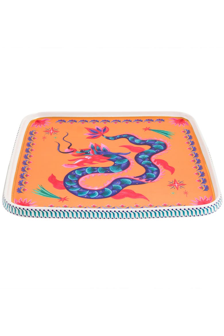 Shekou Porcelain Decorative Tray 11X11X1 In, Alternate, color, Orange
