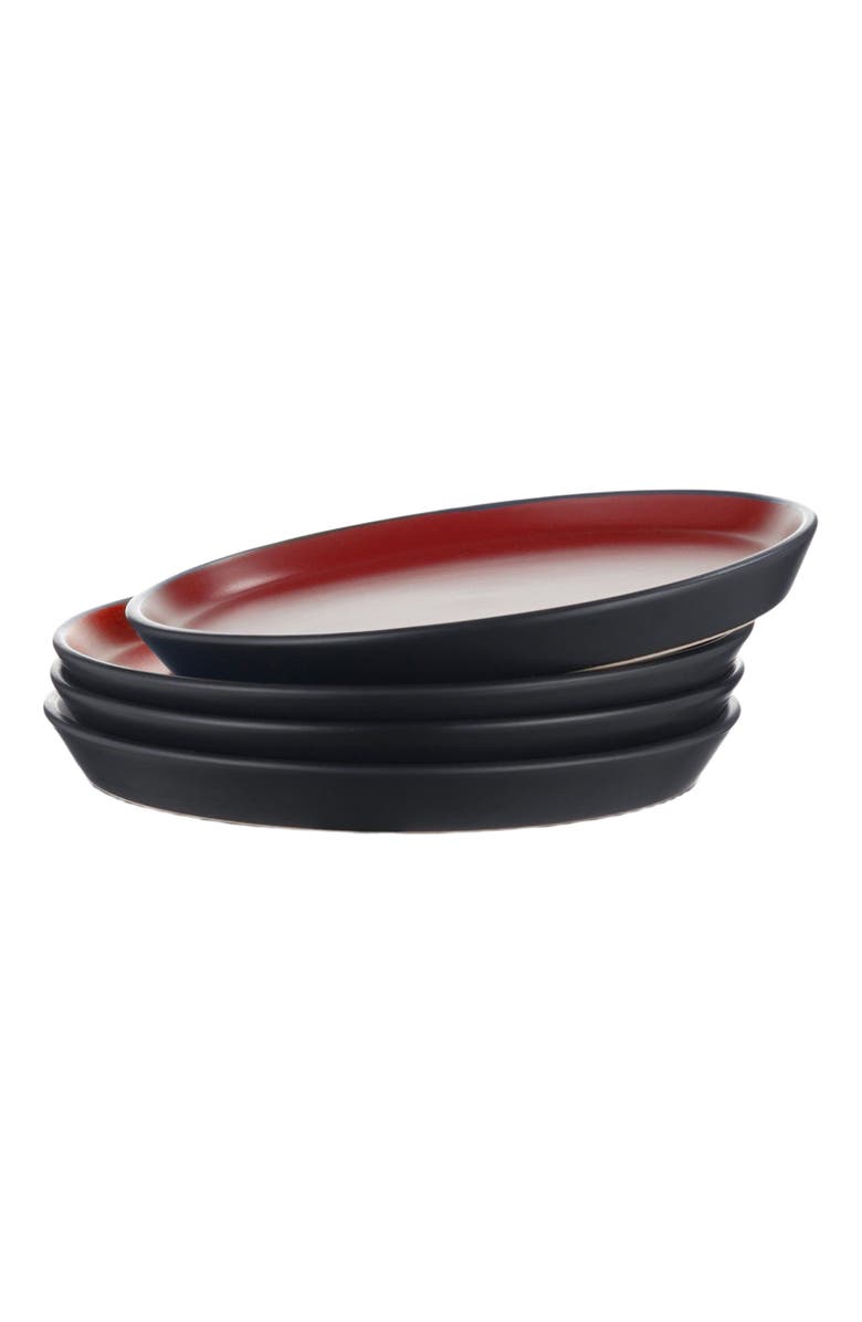 Stone Lain Albie Stoneware 4-Piece Salad Plate Set, Alternate, color, Red And Black