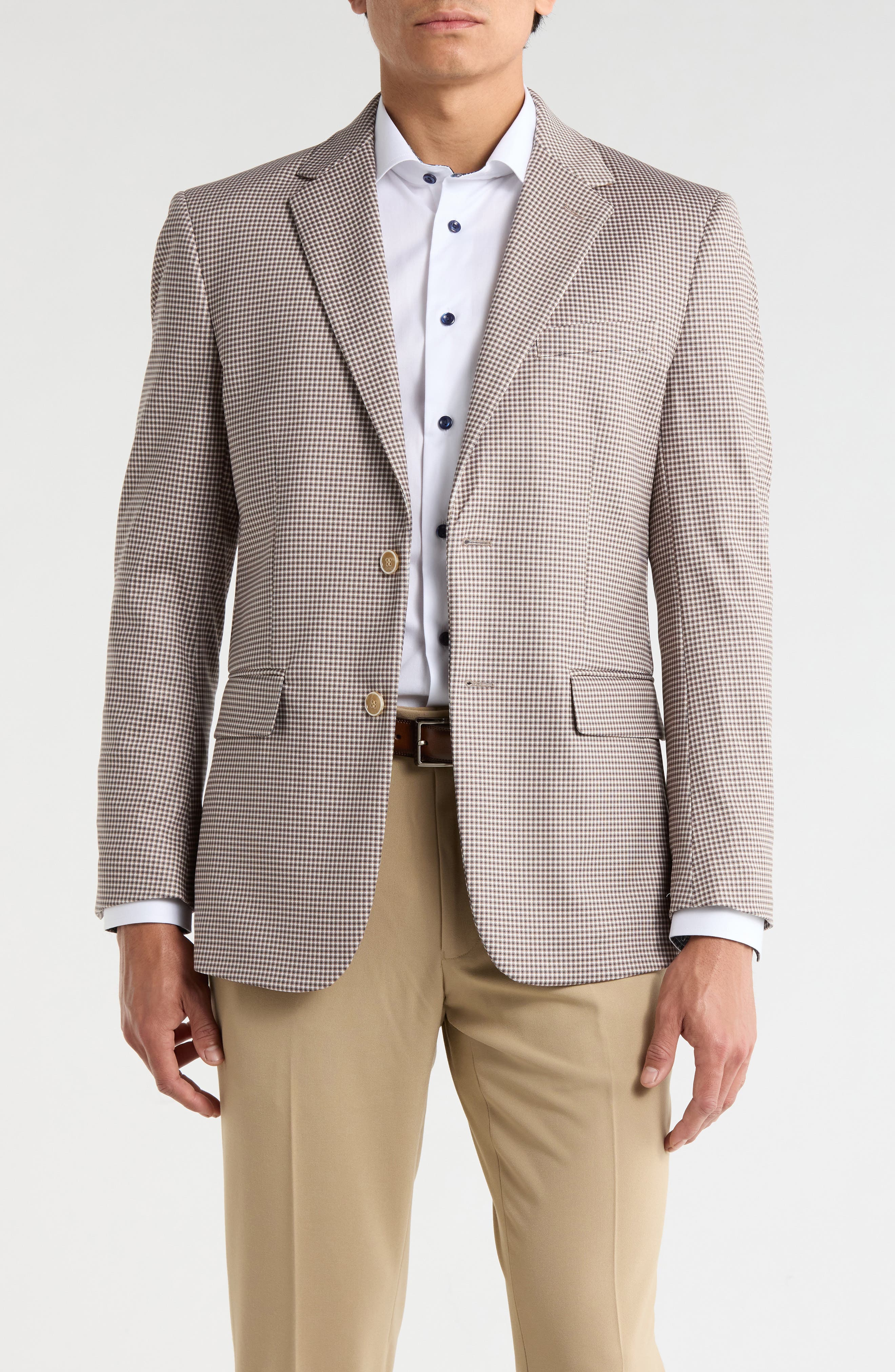 Duchamp Slim Fit Plaid Stretch Knit Sport Coat