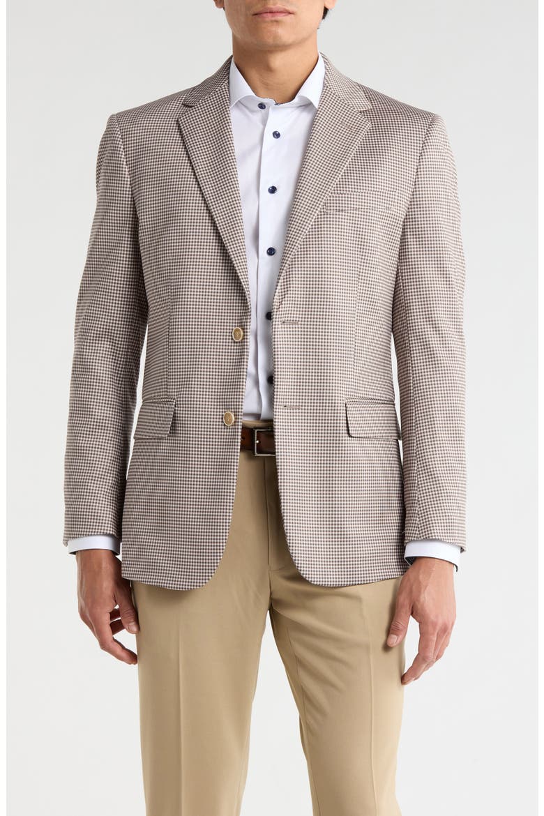 Slim Fit Plaid Stretch Knit Sport Coat, Main, color, BROWN