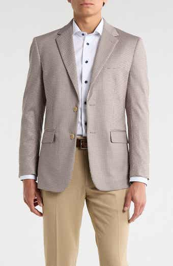 Slim Fit Plaid Stretch Knit Sport Coat