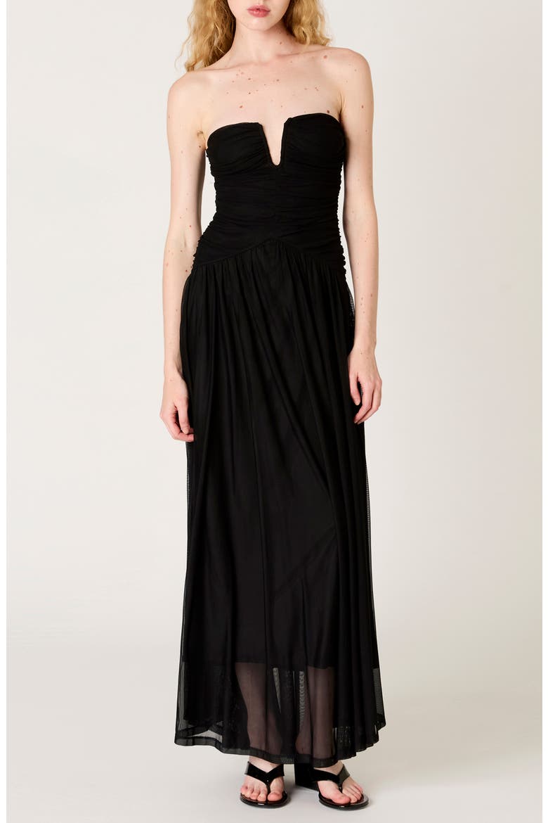 strapless chiffon maxi dress Pink Floral Gown with Ruched Detail or styled casually with flats for daytime polish Lady Black Tie - Sheila