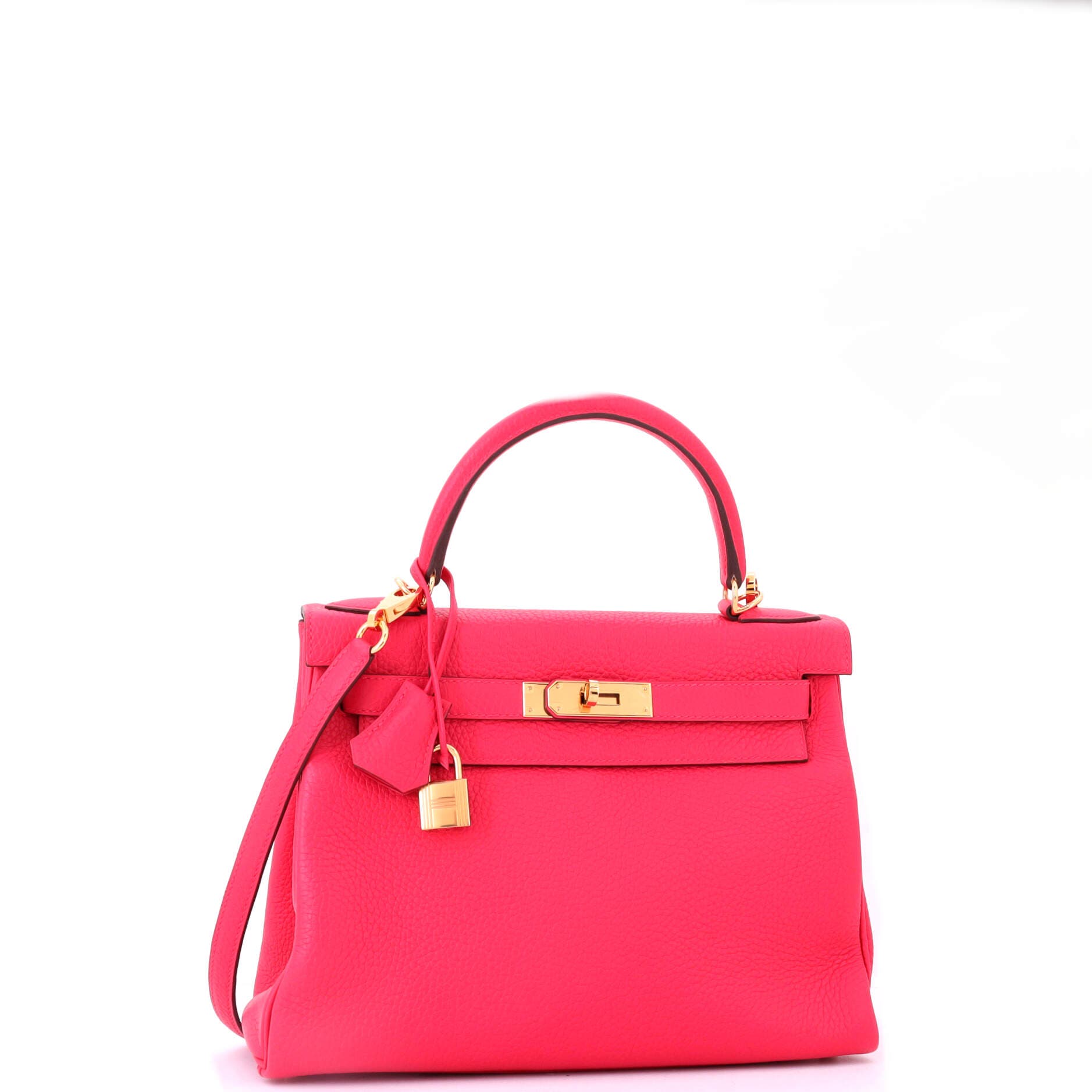 Pre-Owned Hermes Kelly Handbag Pink Clemence with Gold Hardware 28, Alternate, color, Rose Extreme