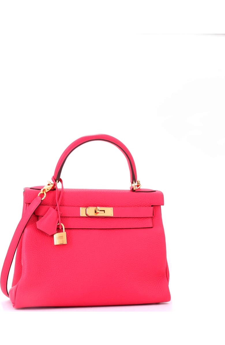 Pre-Owned Hermes Kelly Handbag Pink Clemence with Gold Hardware 28, Alternate, color, Rose Extreme