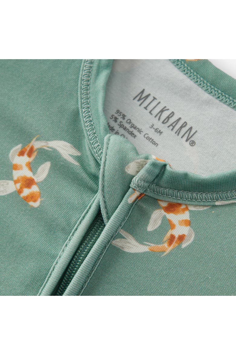 Cotton Stretch Zipper Footed Romper, Alternate, color, Swimming Koi