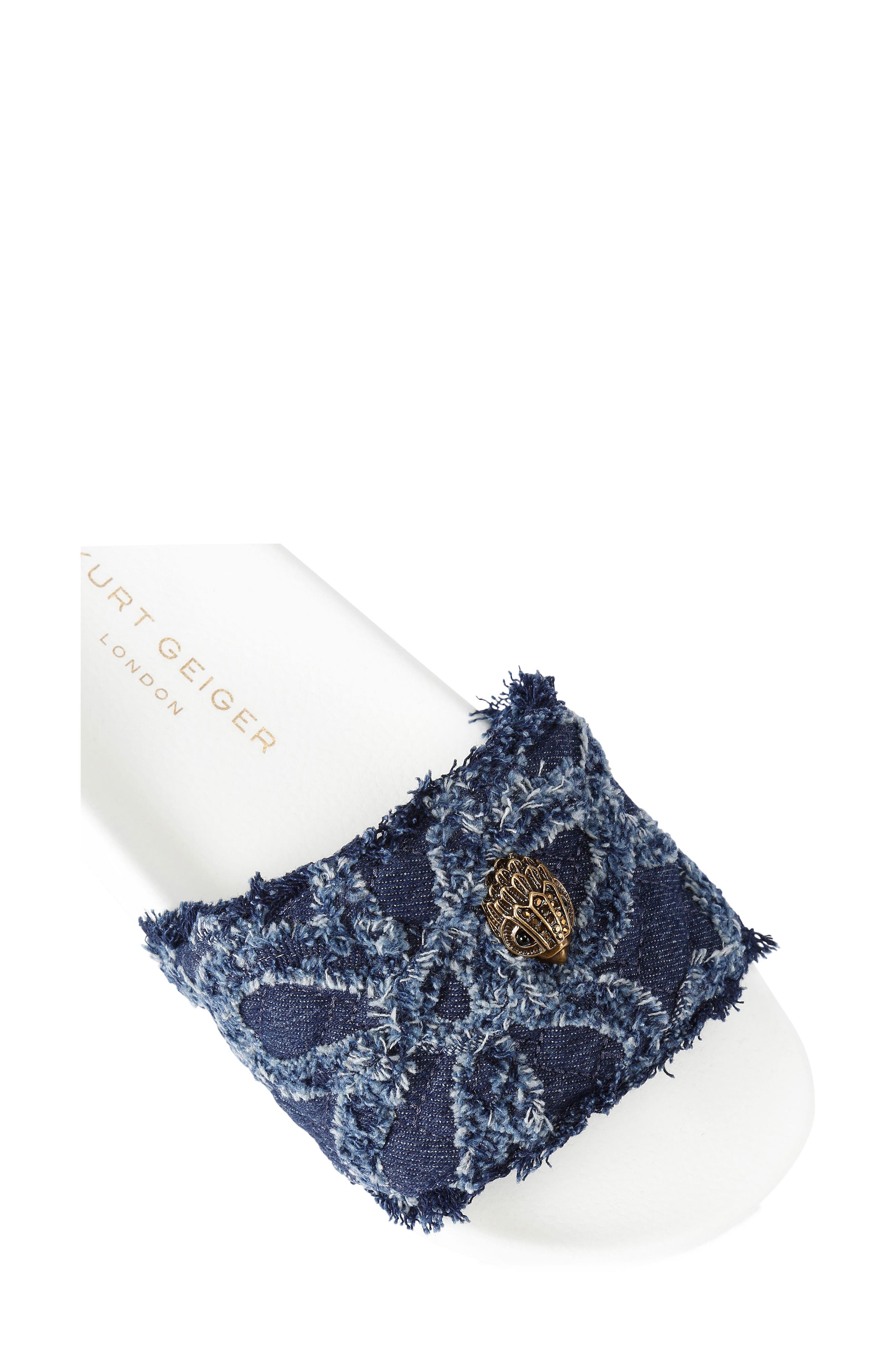 Meena Eagle Glitter Slide Sandal, Alternate, color, DENIM BLUE/ WHITE